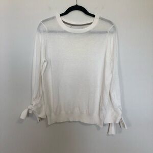 Brochu Walker Tie Sleeve Cotton Sweater White Medium